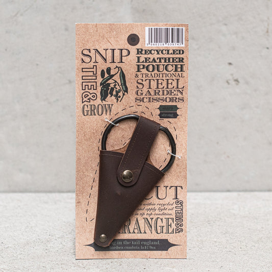 Steel herb garden snippers in leather pouch Eclectopia Gifts and Specialty Homewares