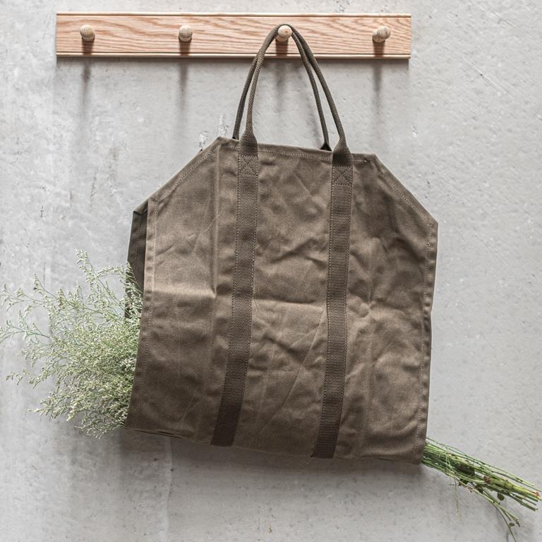 Waxed canvas log carrier bag Eclectopia Gifts and Specialty Homewares