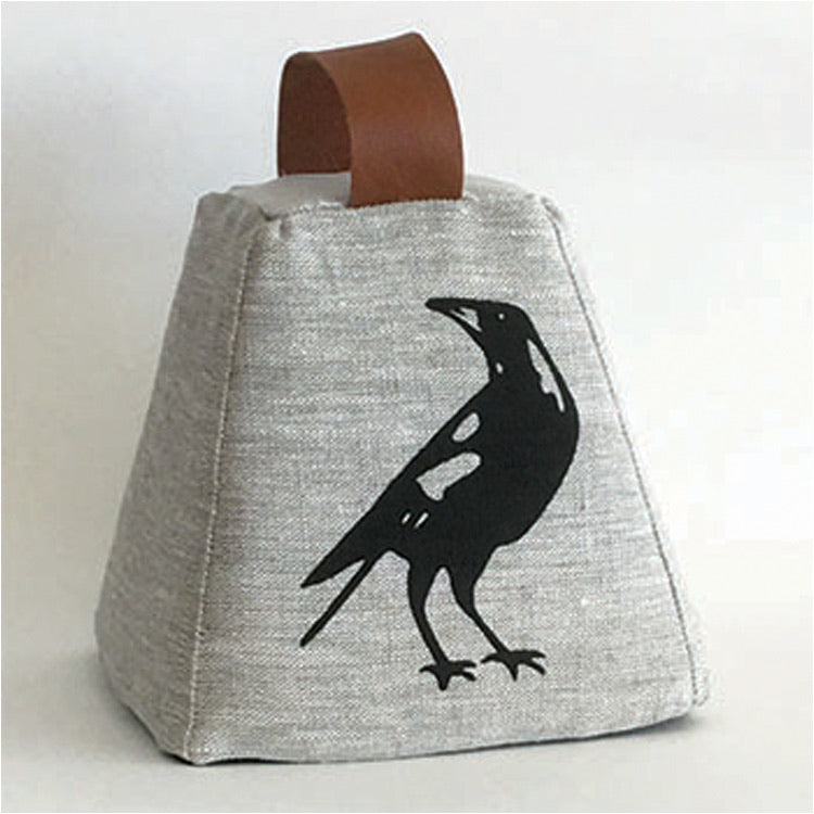 Linen Door stop with Magpie design Eclectopia Gifts and Specialty Homewares