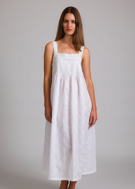 Arabella pin tucked embroidered nightie Eclectopia Gifts and Specialty Homewares 
