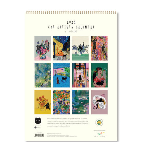 2025 Niaski Cat Artist Wall Calendar (Medium) Eclectopia Gifts and Specialty Homewares 