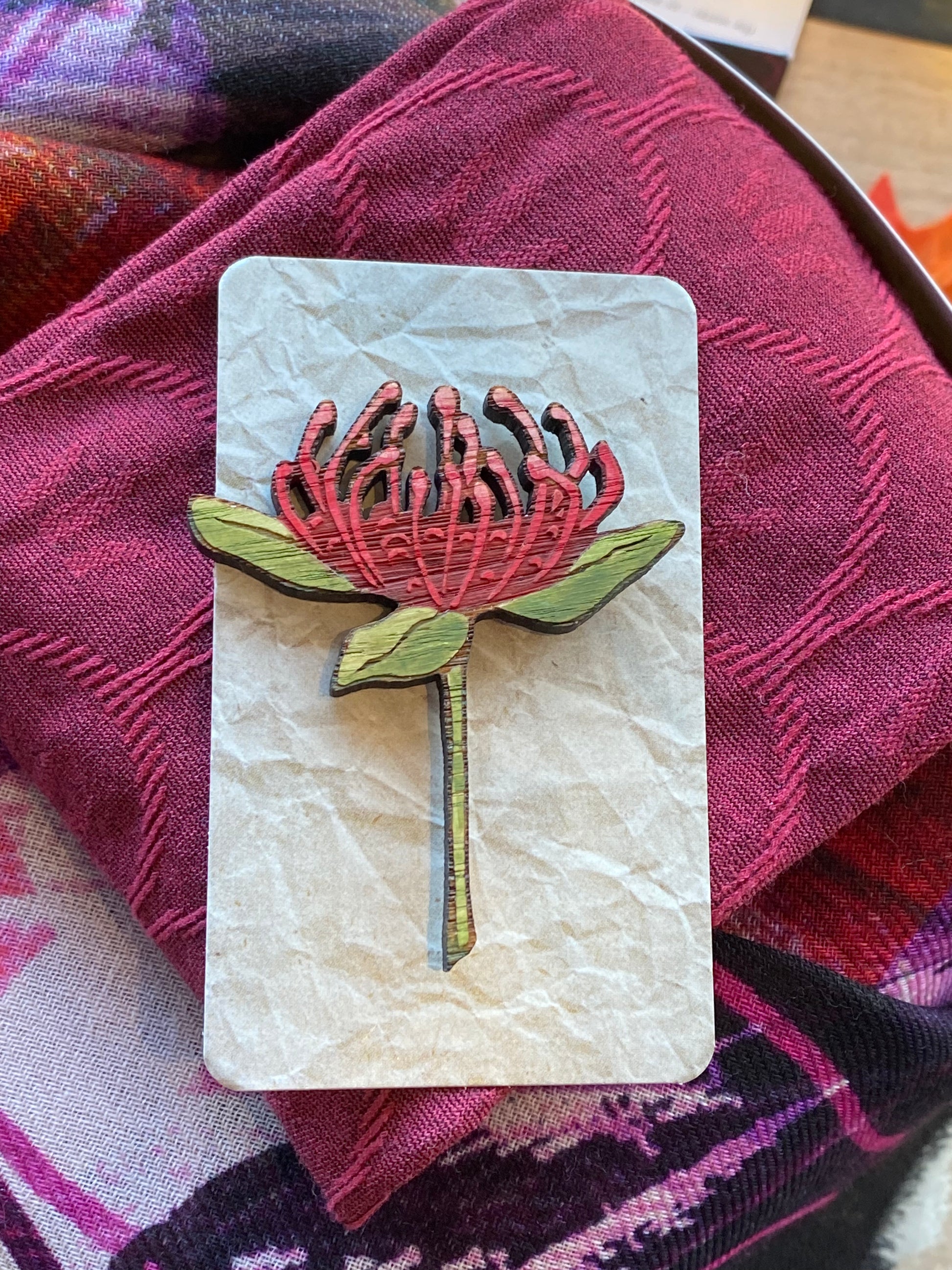 Waratah brooch by Grace Gleddish Eclectopia Gifts and Specialty Homewares 