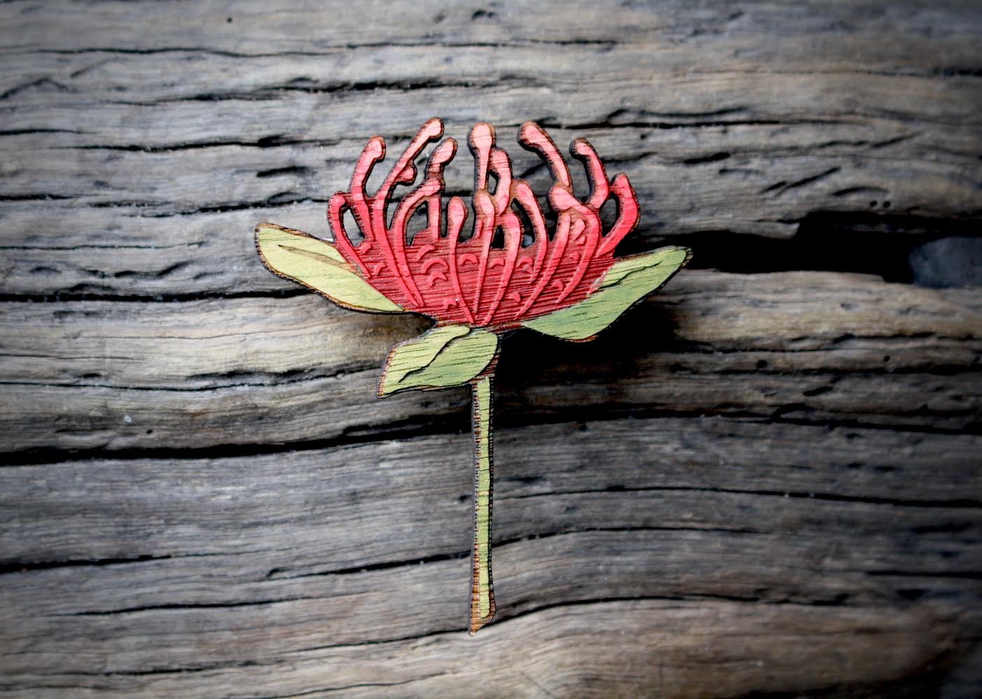 Waratah brooch by Grace Gleddish Eclectopia Gifts and Specialty Homewares 