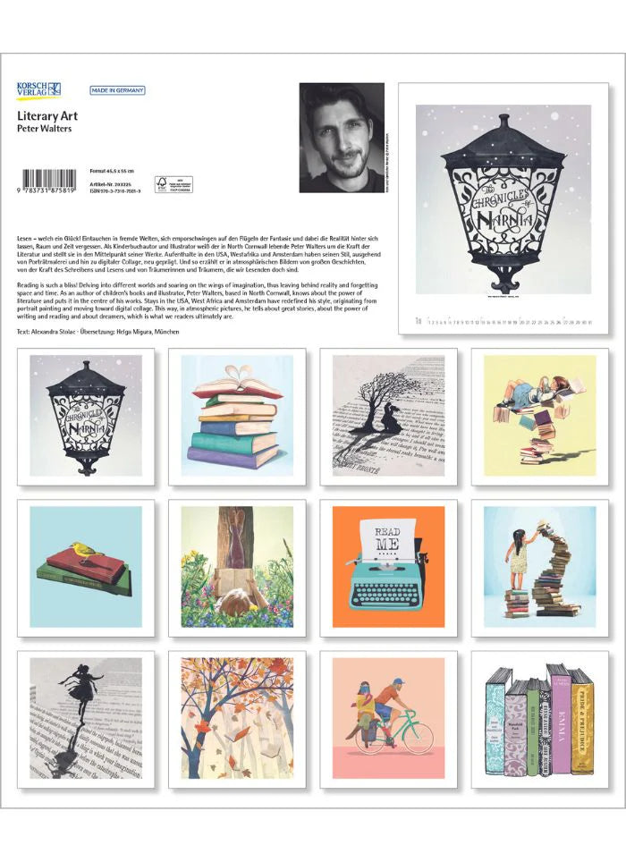 2025 Peter Walters Literary Art Wall Calendar (Large) Eclectopia Gifts and Specialty Homewares 