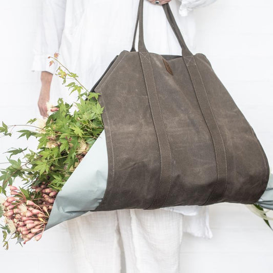 Waxed canvas log carrier bag Eclectopia Gifts and Specialty Homewares 